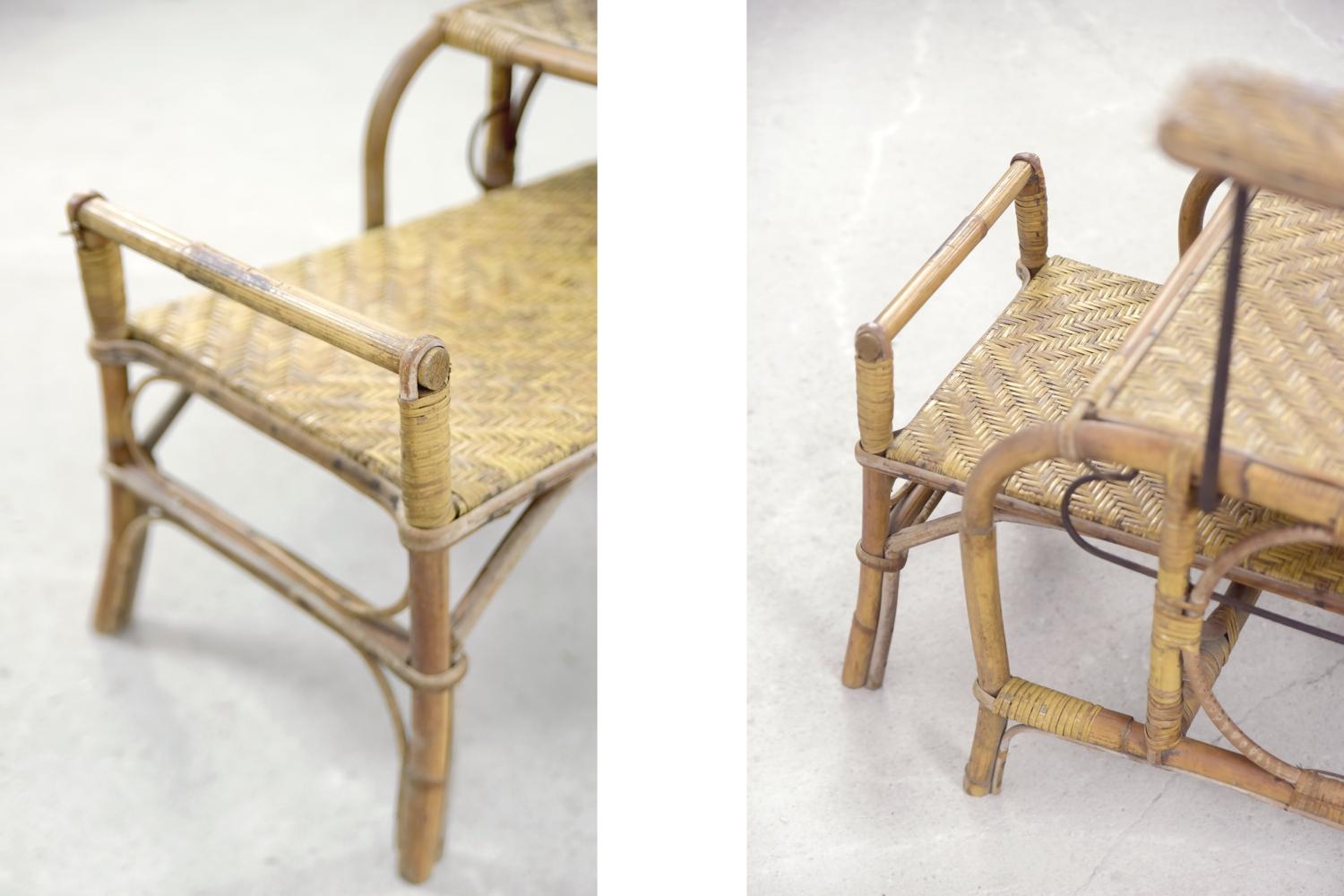 Vintage-Stuhl aus Rattan und Bambus im Bauhaus-Stil mit Ottomane von Erich Dieckmann, 1930er Jahre im Angebot 5