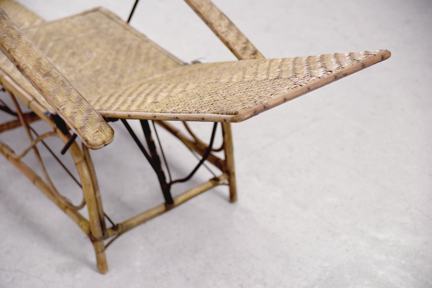Vintage Bauhaus Rattan & Bamboo Chair with Ottoman by Erich Dieckmann, 1930s For Sale 11