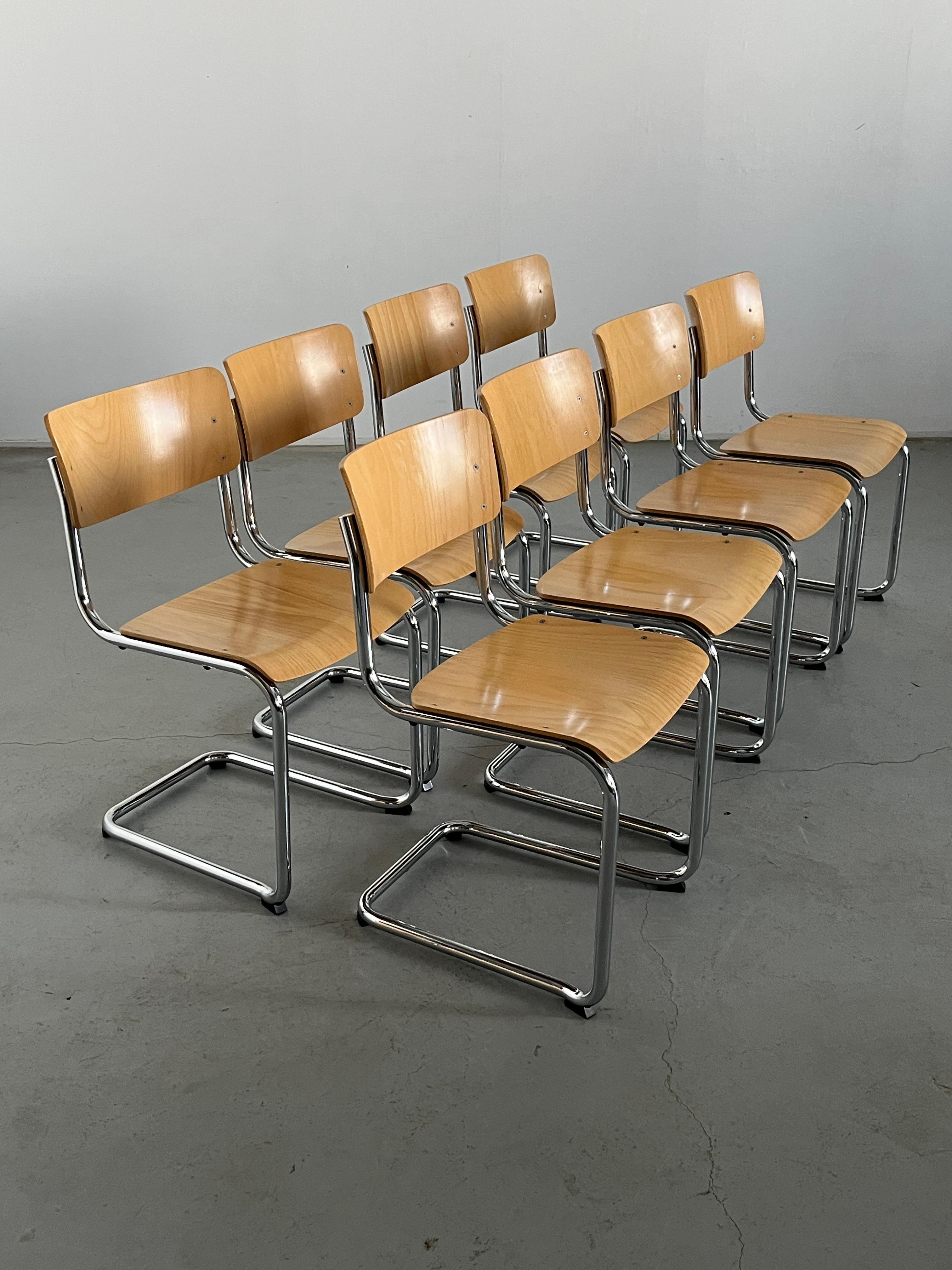 Vintage Bauhaus 'S43' Cantilever Beechwood Dining Chairs by Mart Stam, 1970s 2