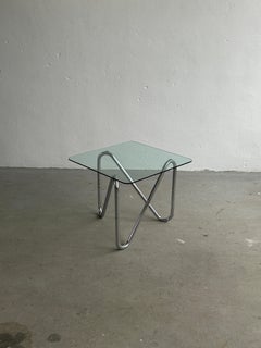 Vintage Bauhaus Style Modernist Coffee Table, Linear Tubular Steel and Glass