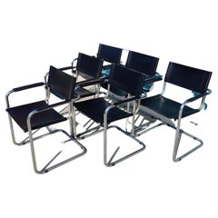 Vintage Bauhaus Tubular Cantilevered Dining Chairs by Mart Stam