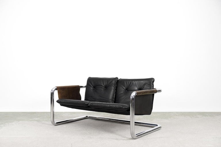 Stunning Minimalist Metal And Leather Sofa image