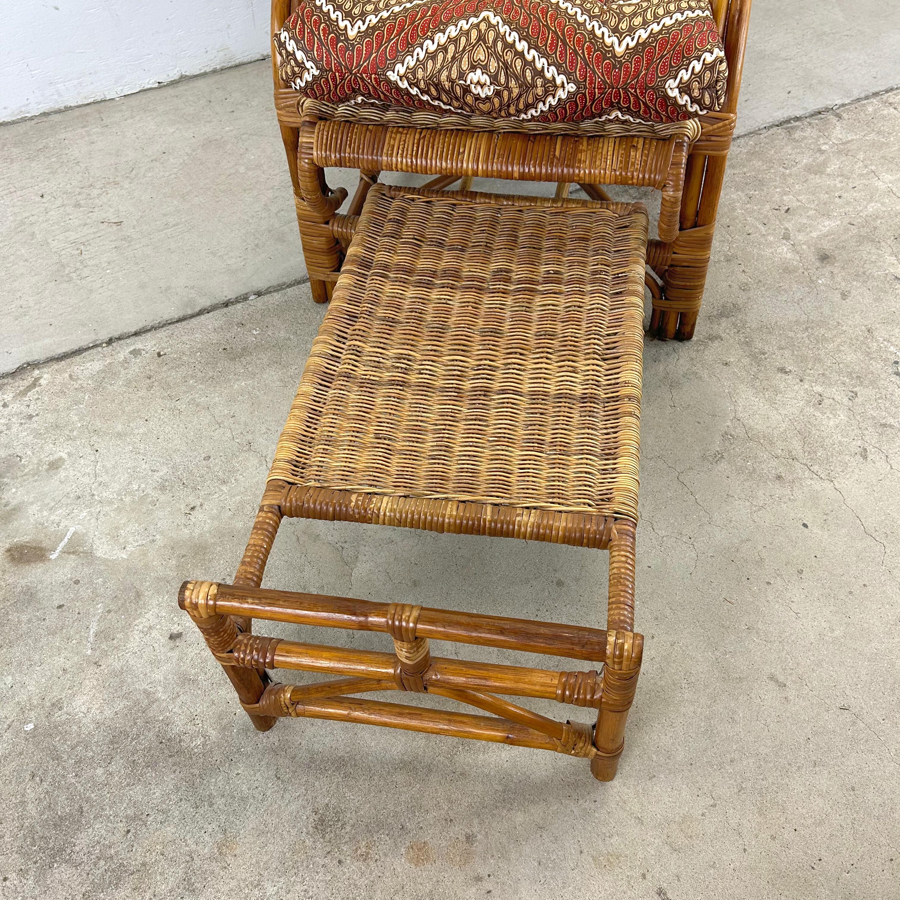 20th Century Vintage Bauhaus Wicker Garden Chair With Lounger