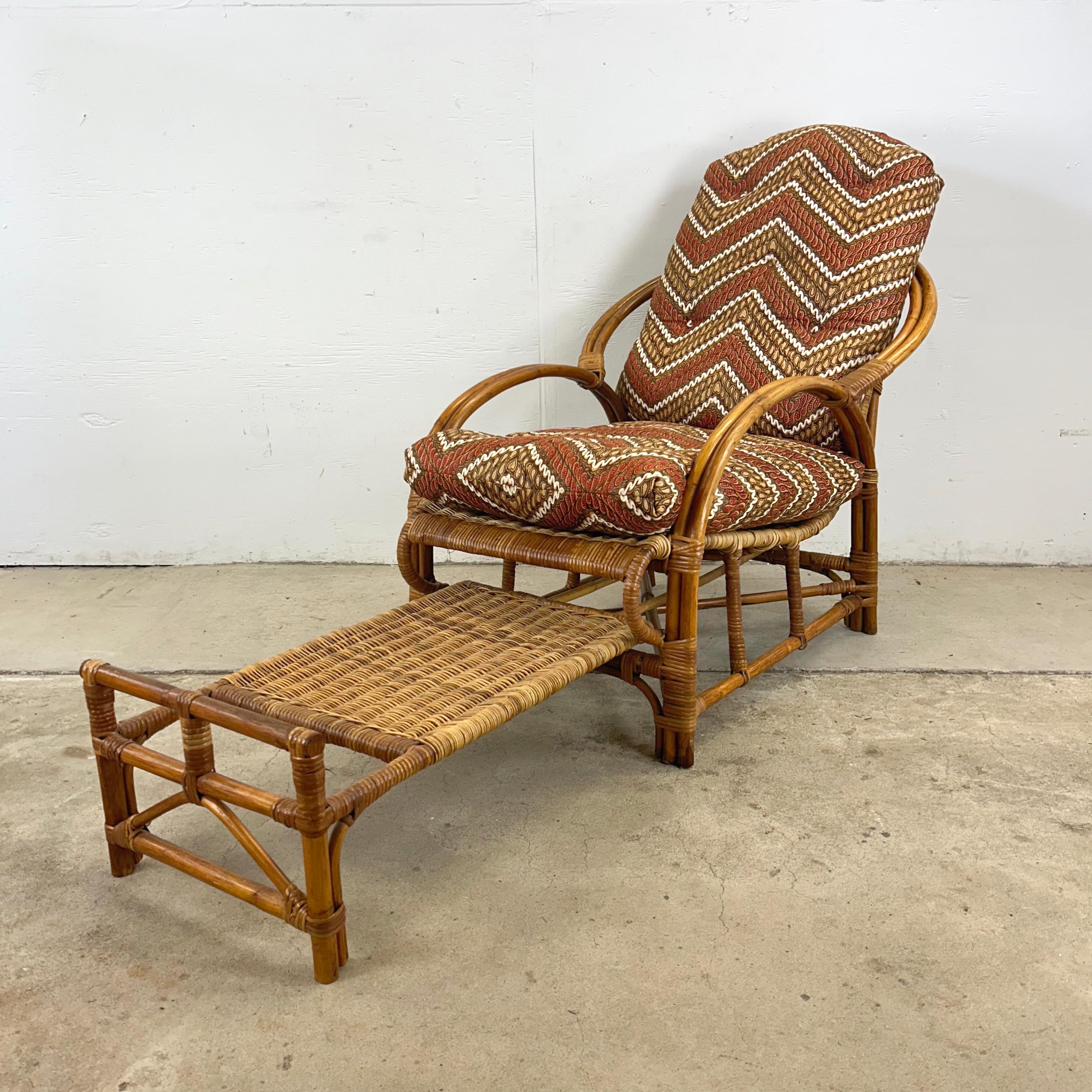 Vintage Bauhaus Wicker Garden Chair With Lounger 1