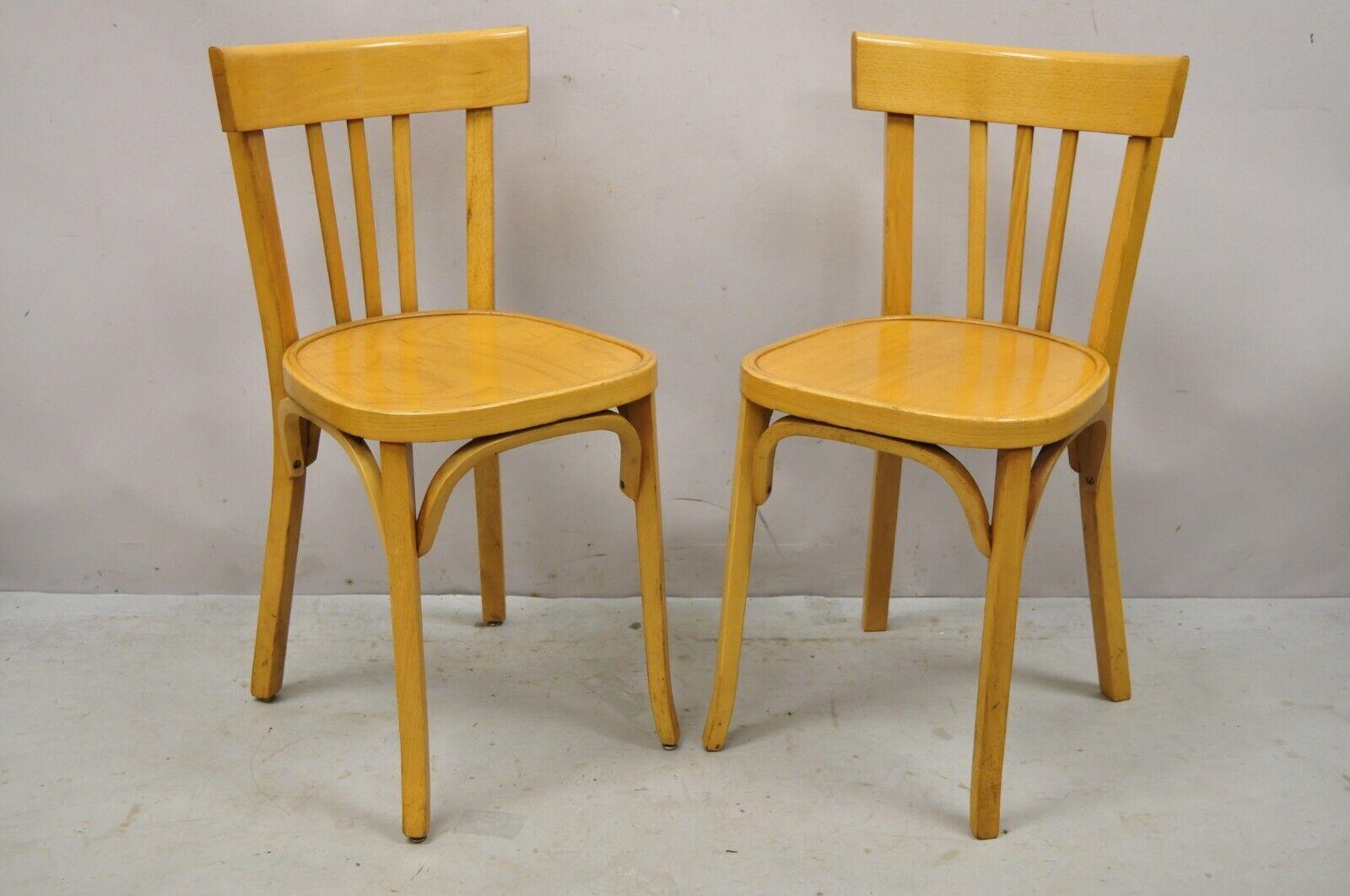 Vintage Baumann 83 Parisian Bistro Bentwood Dining Chairs - Set of 6. Item features (6) side chairs, beautiful wood grain, original stamp, very nice vintage set, great style and form. circa 1970s. Measurements: 31