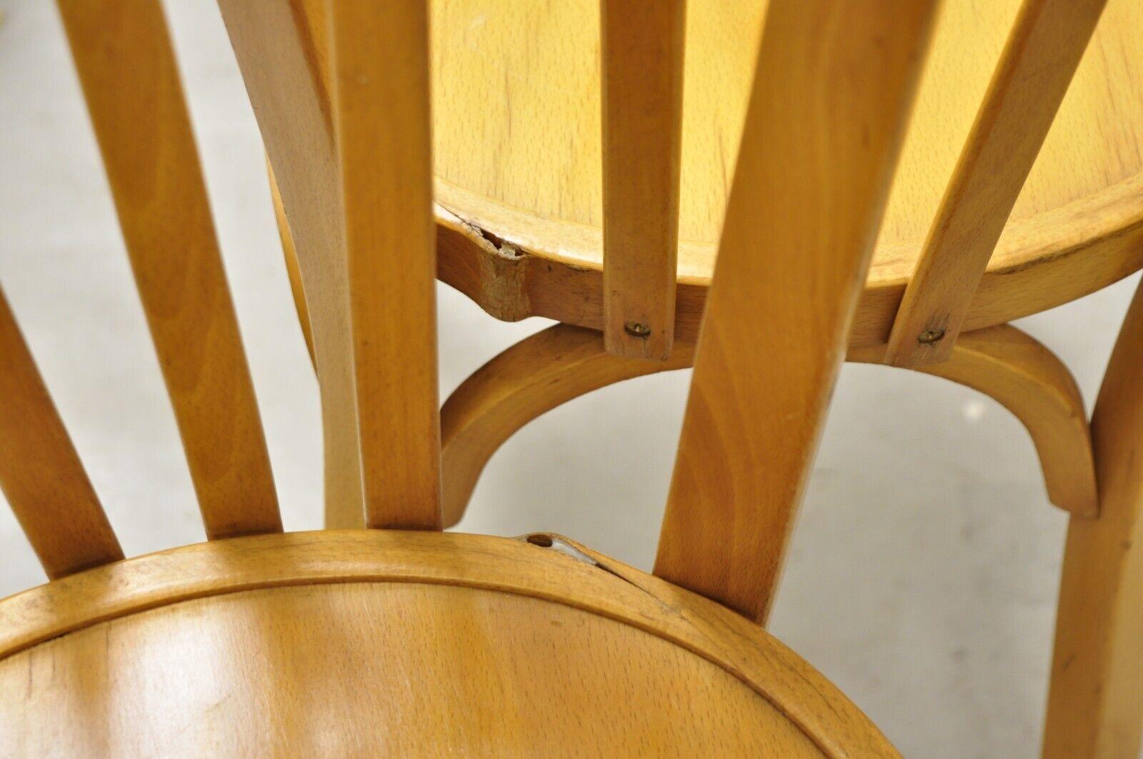 Late 20th Century Vintage Baumann 83 Parisian Bistro Bentwood Dining Chairs, Set of 6 For Sale