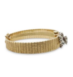 Vintage Baume and Mercier 14k Yellow Gold .40 Ct Diamond Hidden Watch Bracelet