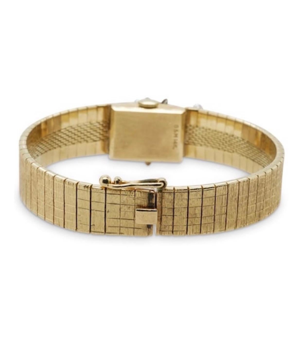 Women's or Men's Vintage Baume and Mercier 14k Yellow Gold .40 Ct Diamond Hidden Watch Bracelet
