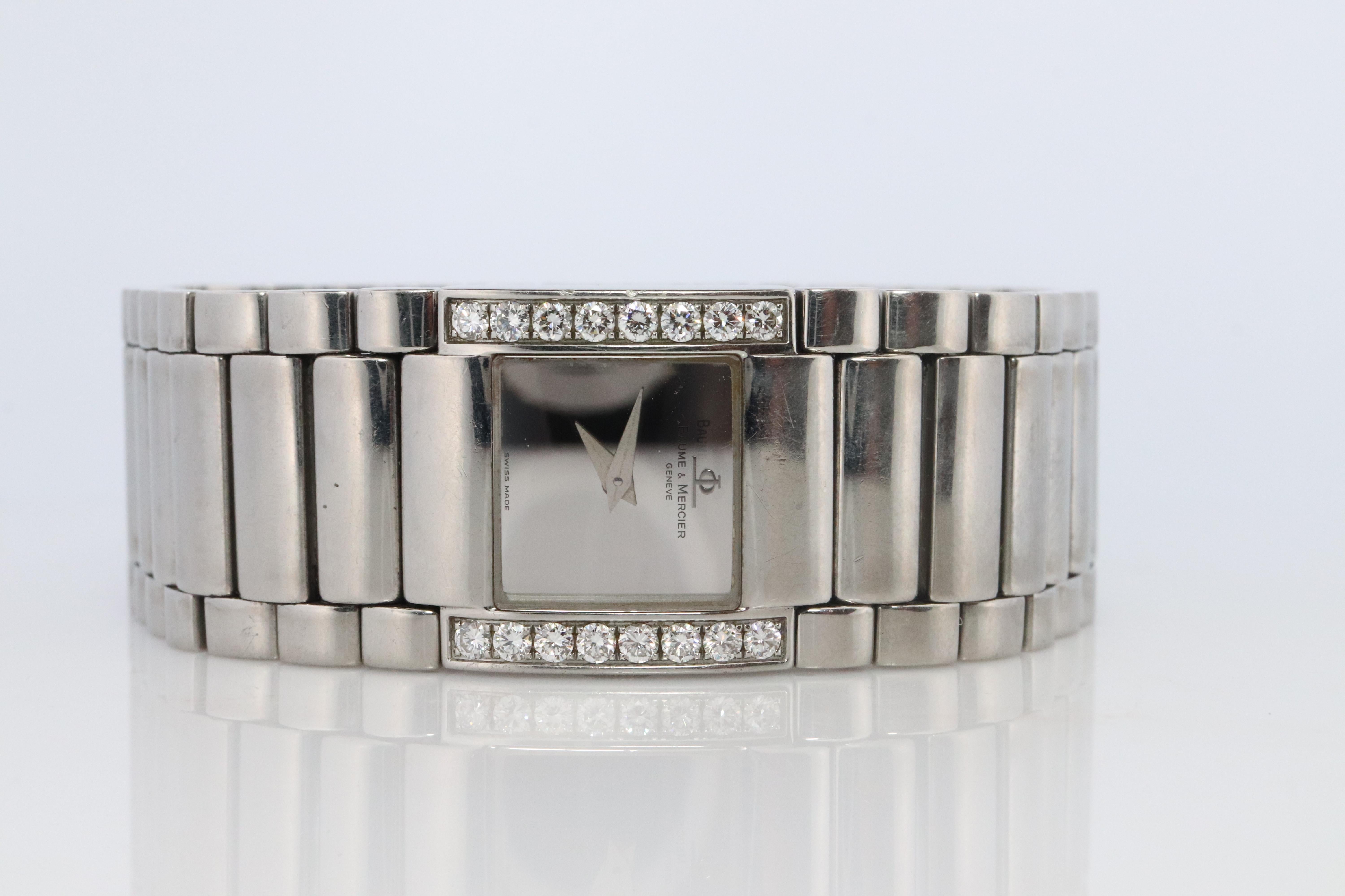 Reloj Baume & Mercier Catwalk Diamond para señora

Acero inoxidable.
22 mm de ancho

Detalles:
Batería nueva instalada
Eslabones completos ajustables de 7,5 pulgadas.
Hebilla de despliegue.

Pieza muy cómoda y brillante.