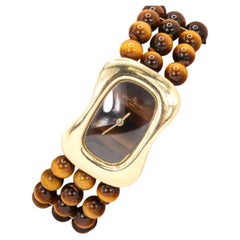 Vintage Baume & Mercier 14K Gold Tiger Eye Bead Watch