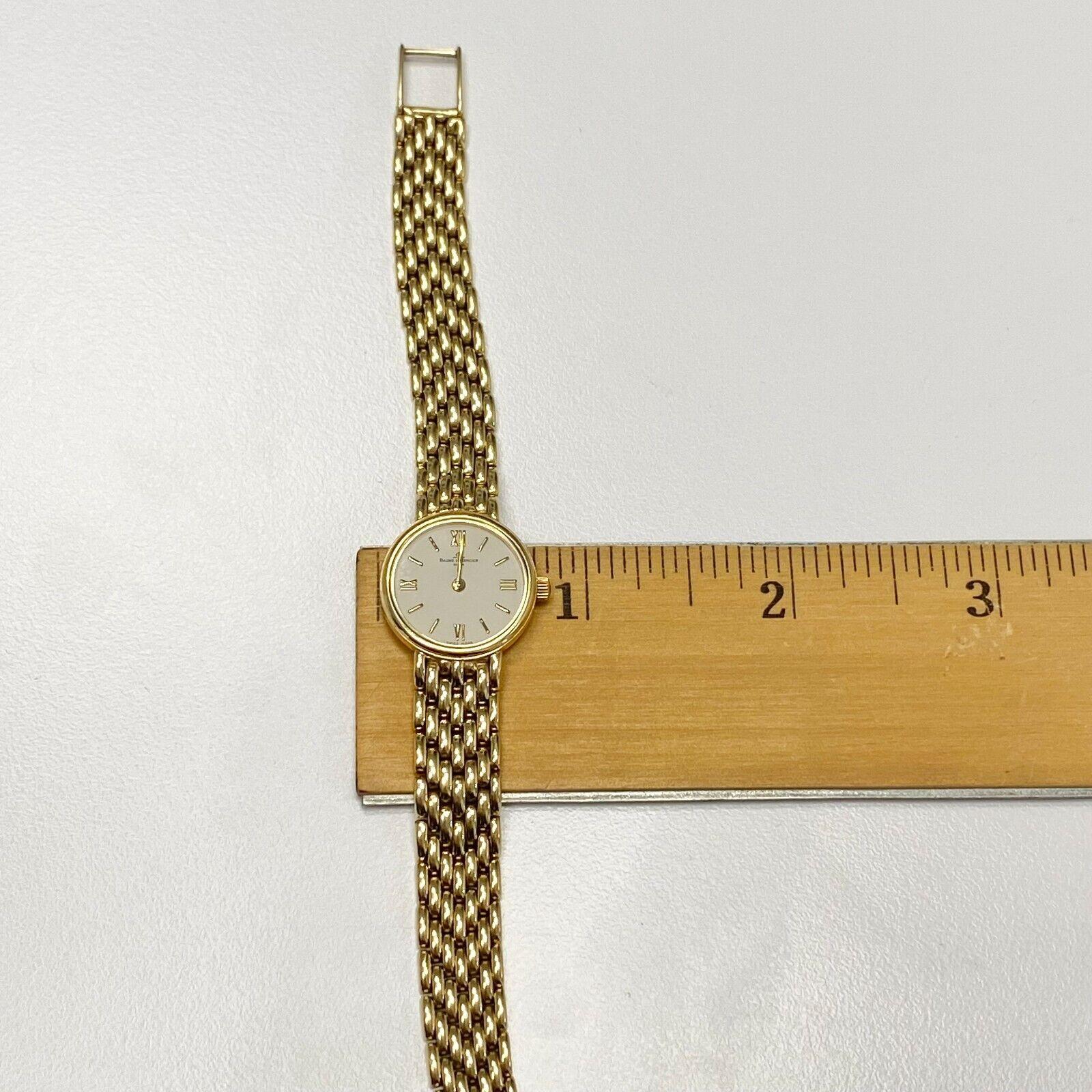 Vintage Baume & Mercier 14k Solid Yellow Gold Analog Mesh Style Watch In Excellent Condition In Los Angeles, CA