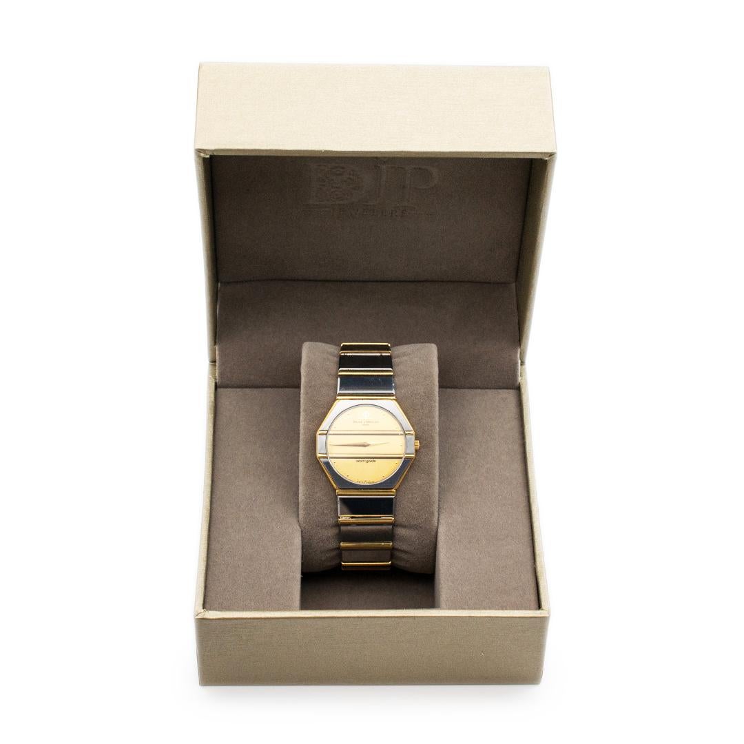 Vintage Baume & Mercier 5118.038 18K & Tungsten Avant Garde 29MM Quartz Watch In Excellent Condition In Houston, TX