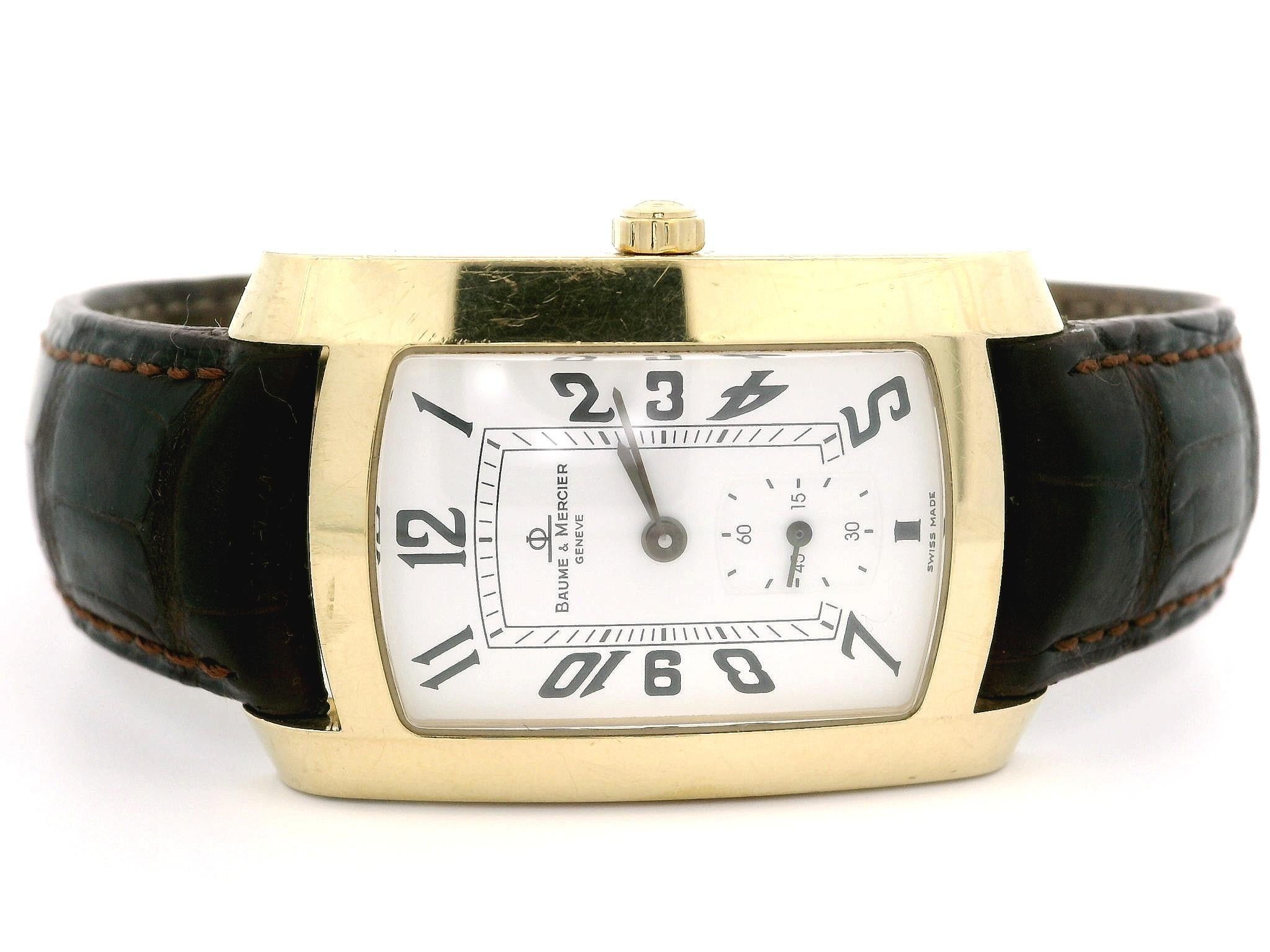 Vintage Baume & Mercier Hampton 18k Yellow Gold 26mm Wrist Watch Ref. MV045224 In Good Condition In Montclair, NJ