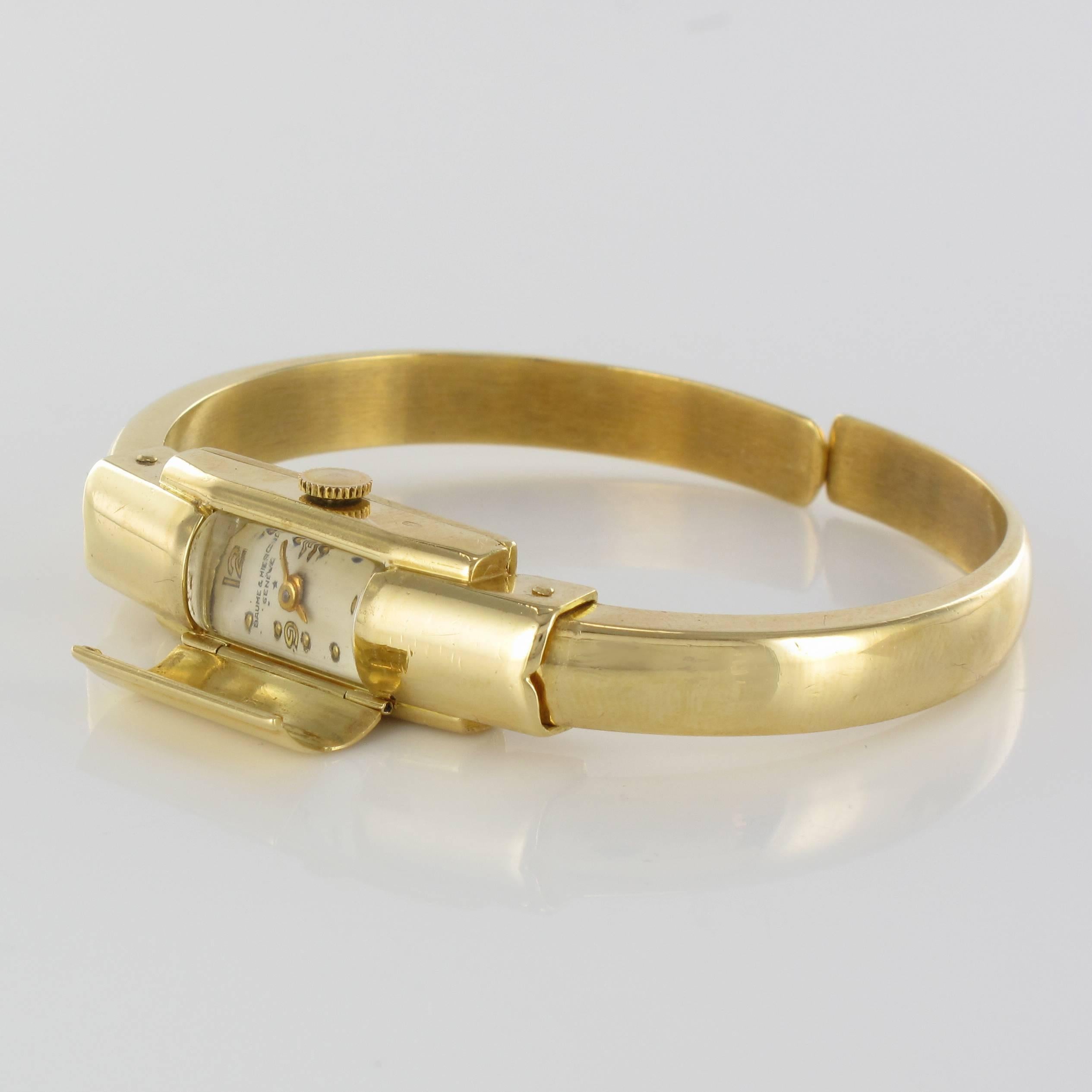  Montre-bracelet vintage Baume & Mercier pour dames en or jaune 18 carats Pour femmes 