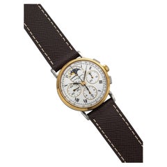 Vintage Baume & Mercier Manual Wind Chronograph Moonphase White Dial 1990s 34mm.