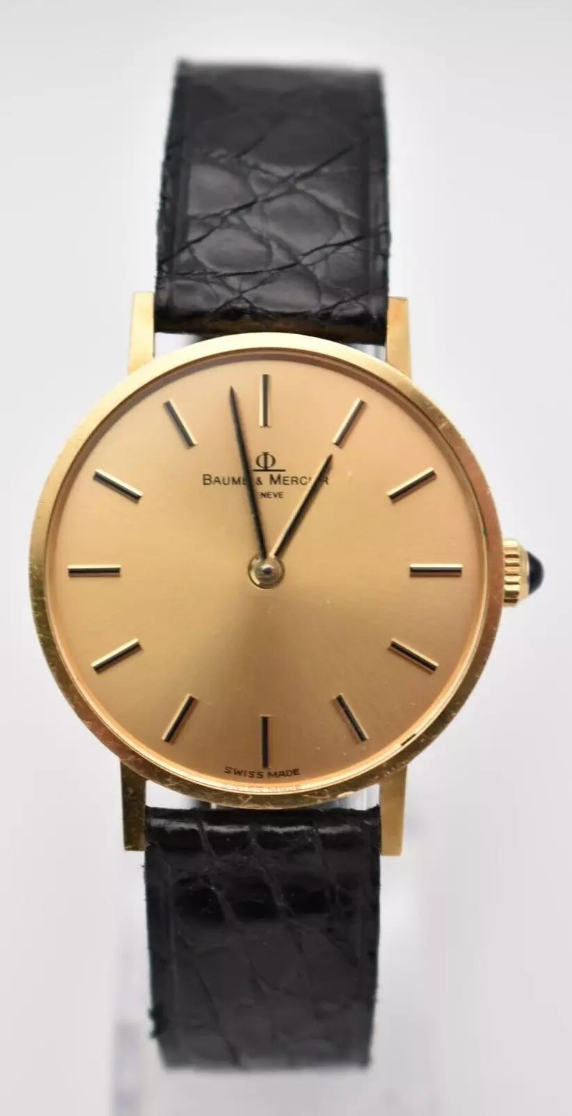 Vintage Baume & Merciers 18 Karat Gold Vintage Armbanduhr Brand Neu Old Stock Never getragen im Zustand „Hervorragend“ im Angebot in Kenley surrey, GB