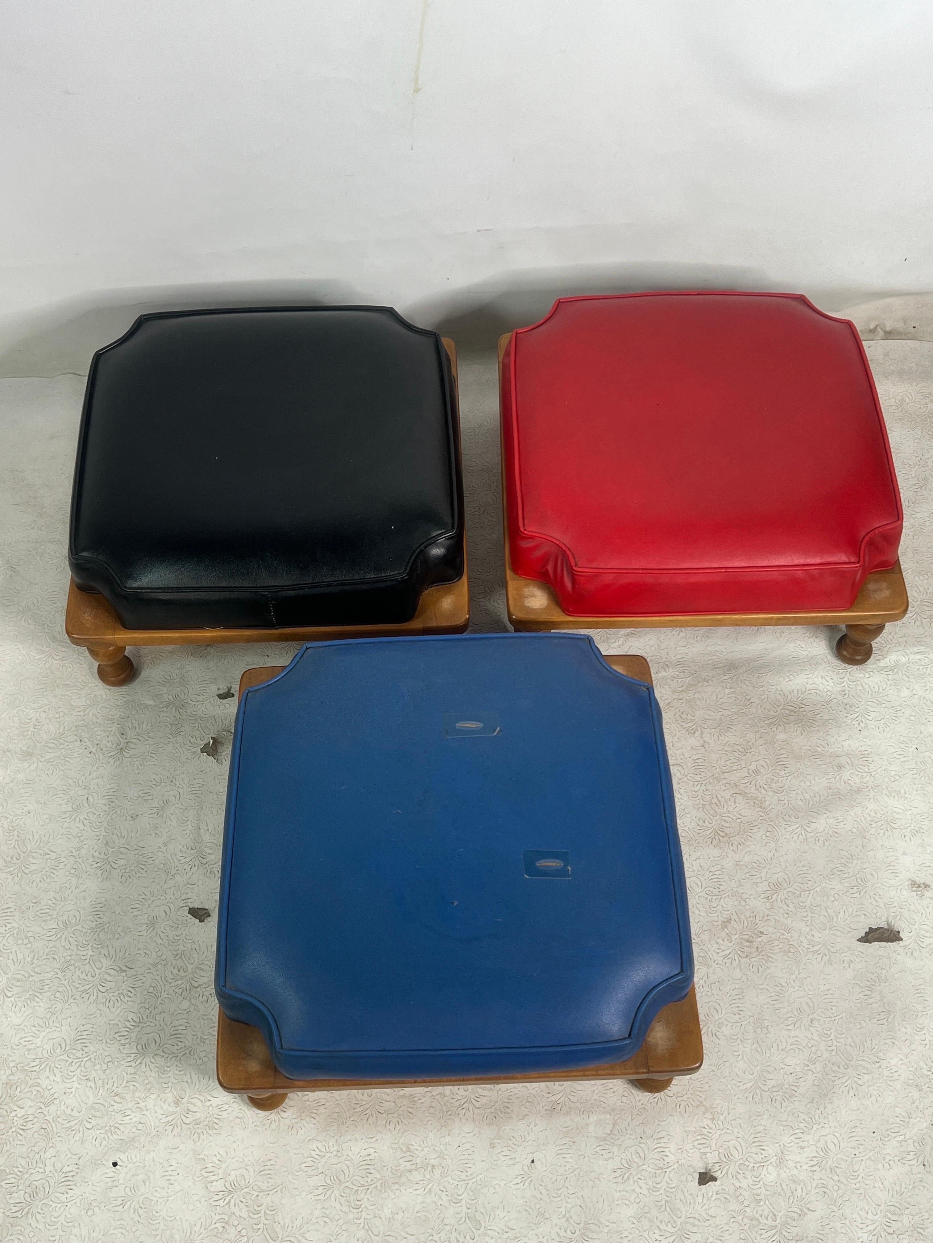 For sale is this nice set of three stacking ottomans made by Baumritter.