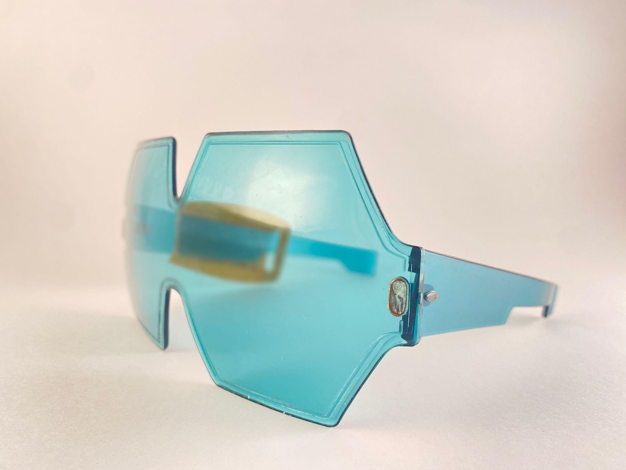 Vintage Bausch & Lomb 1960'S SHELLS Gafas de sol grandes azules B&L Usa en venta 1