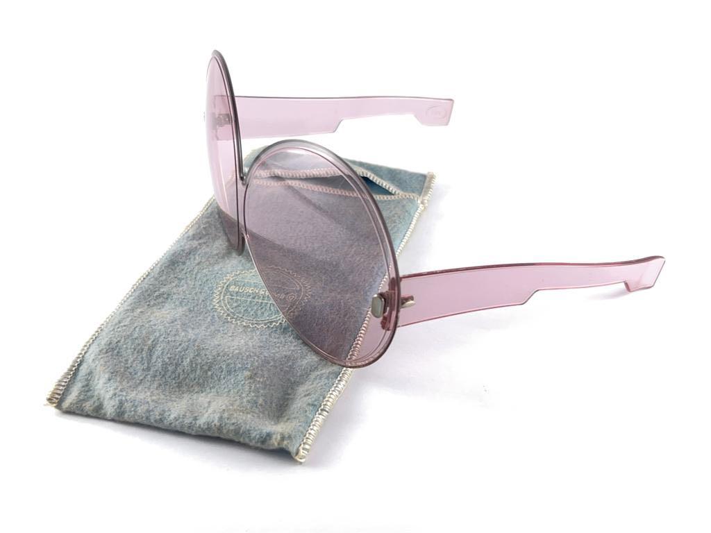 Vintage Bausch & Lomb 1960'S SPACE AGE Lilac Uber Oversized Sunglasses B&L Usa For Sale 3