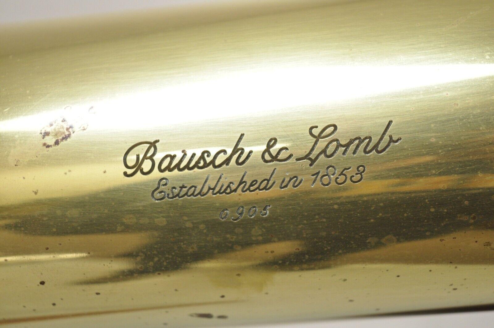 Vintage Bausch & Lomb Brass Harbormaster 0905 Telescope on Tripod Stand In Good Condition For Sale In Philadelphia, PA