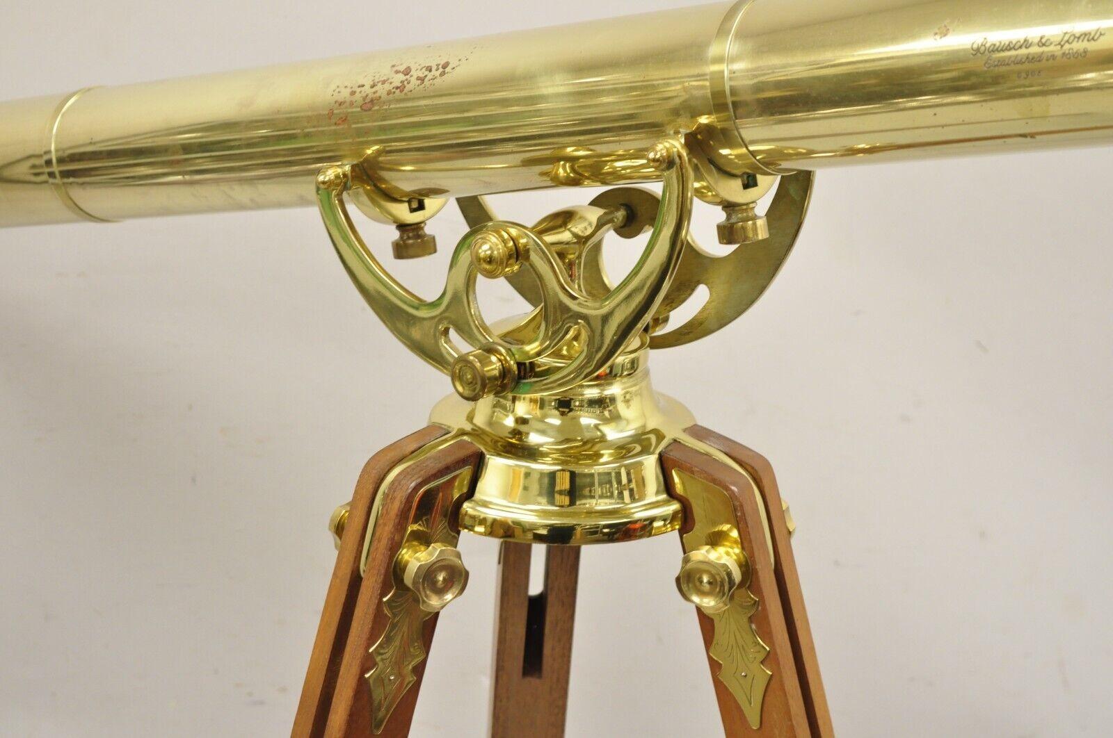 20th Century Vintage Bausch & Lomb Brass Harbormaster 0905 Telescope on Tripod Stand For Sale