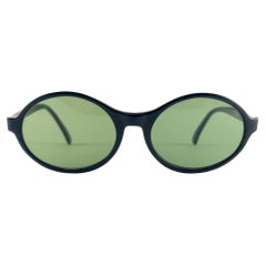  Retro Bausch & Lomb Sleek Oval Black Green Lenses B&L Sunglasses Canada