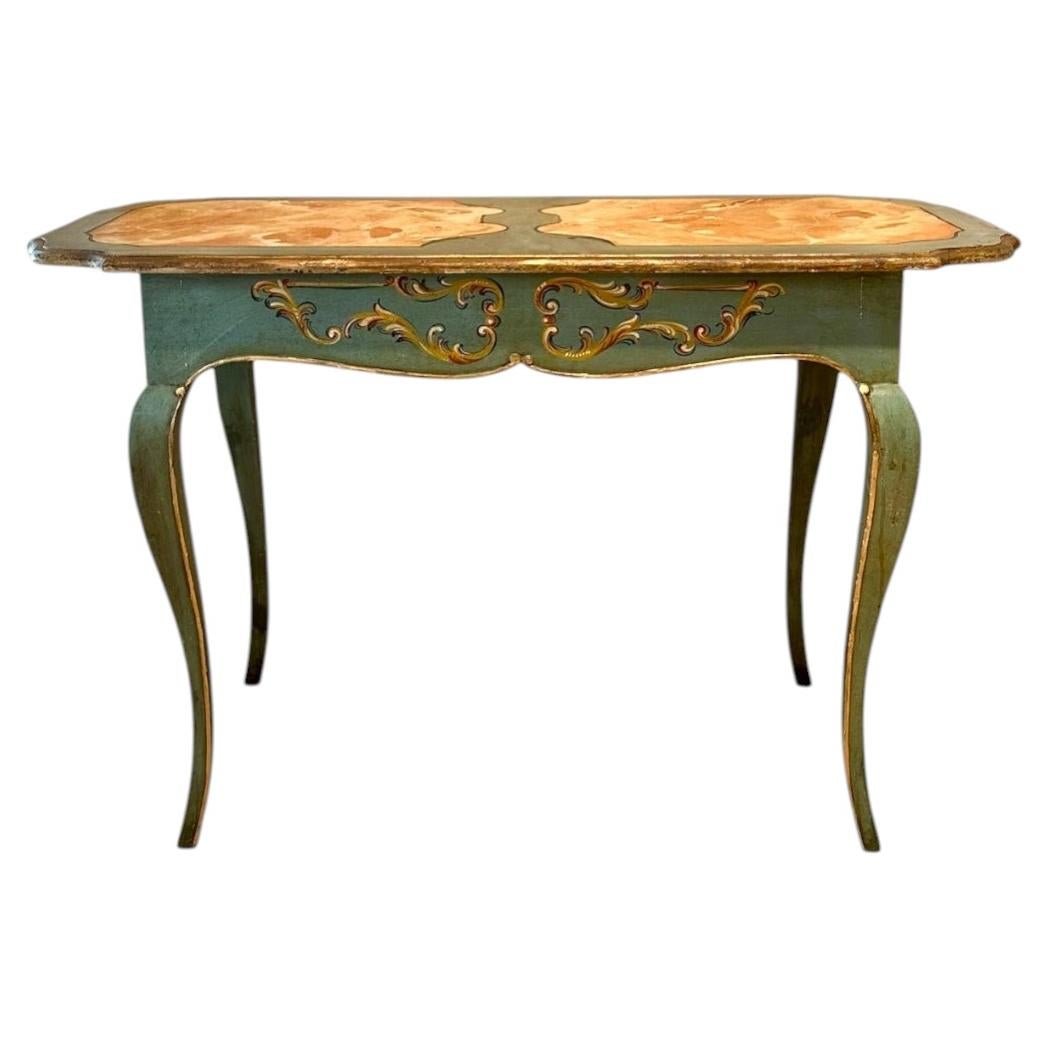 Vintage Bavarian Baroque Style Hand Painted Table Writing Desk