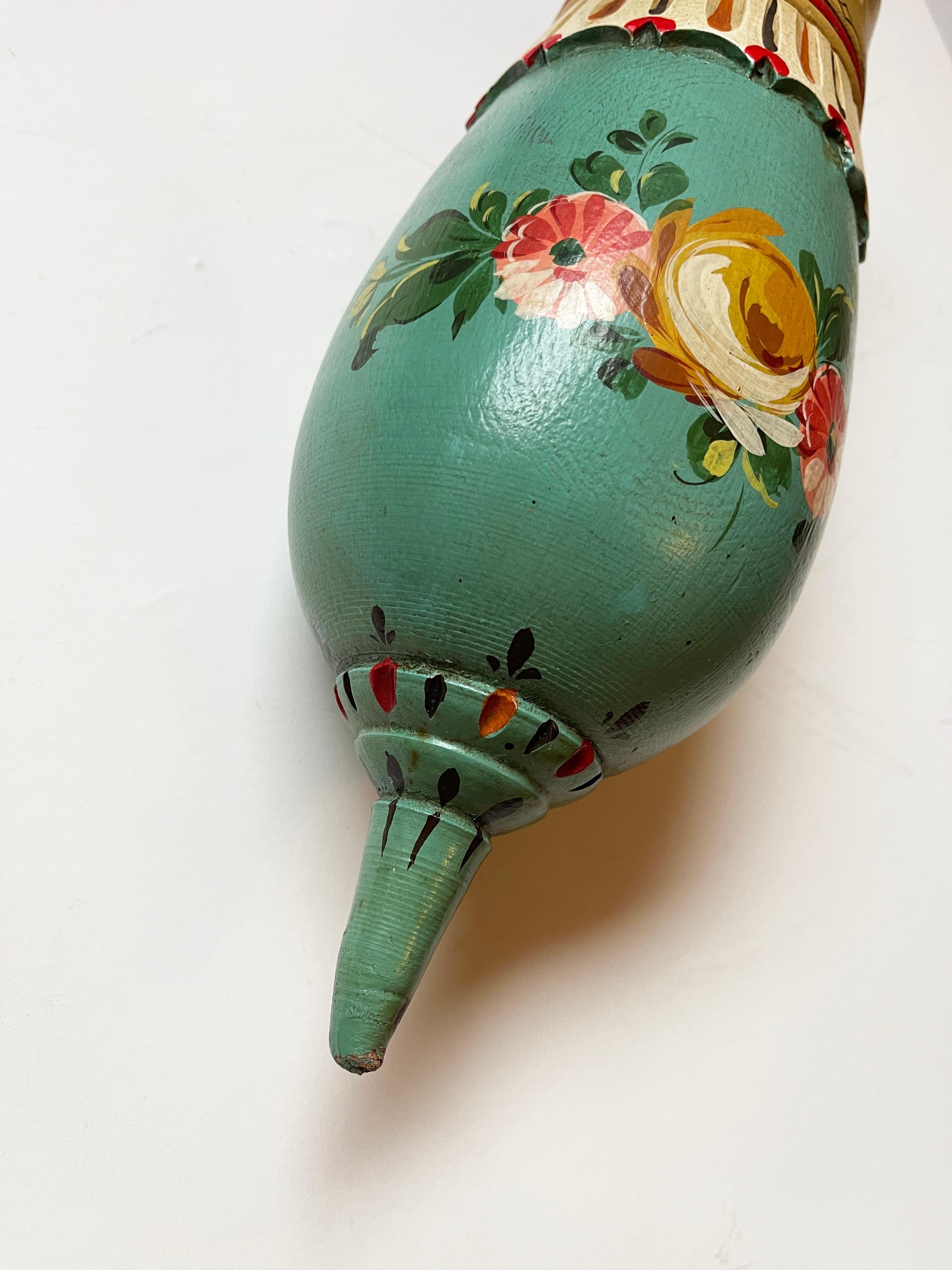 Vintage Bavarian KUMPF Wooden Wall Vase, Traditional Folk Art 1970s, Germany In Good Condition For Sale In Andernach, DE