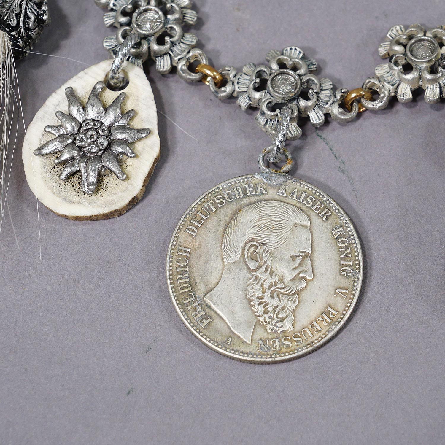 German Vintage Bavarian Traditional Costume Jewelry Charivari with Hunting Pendants