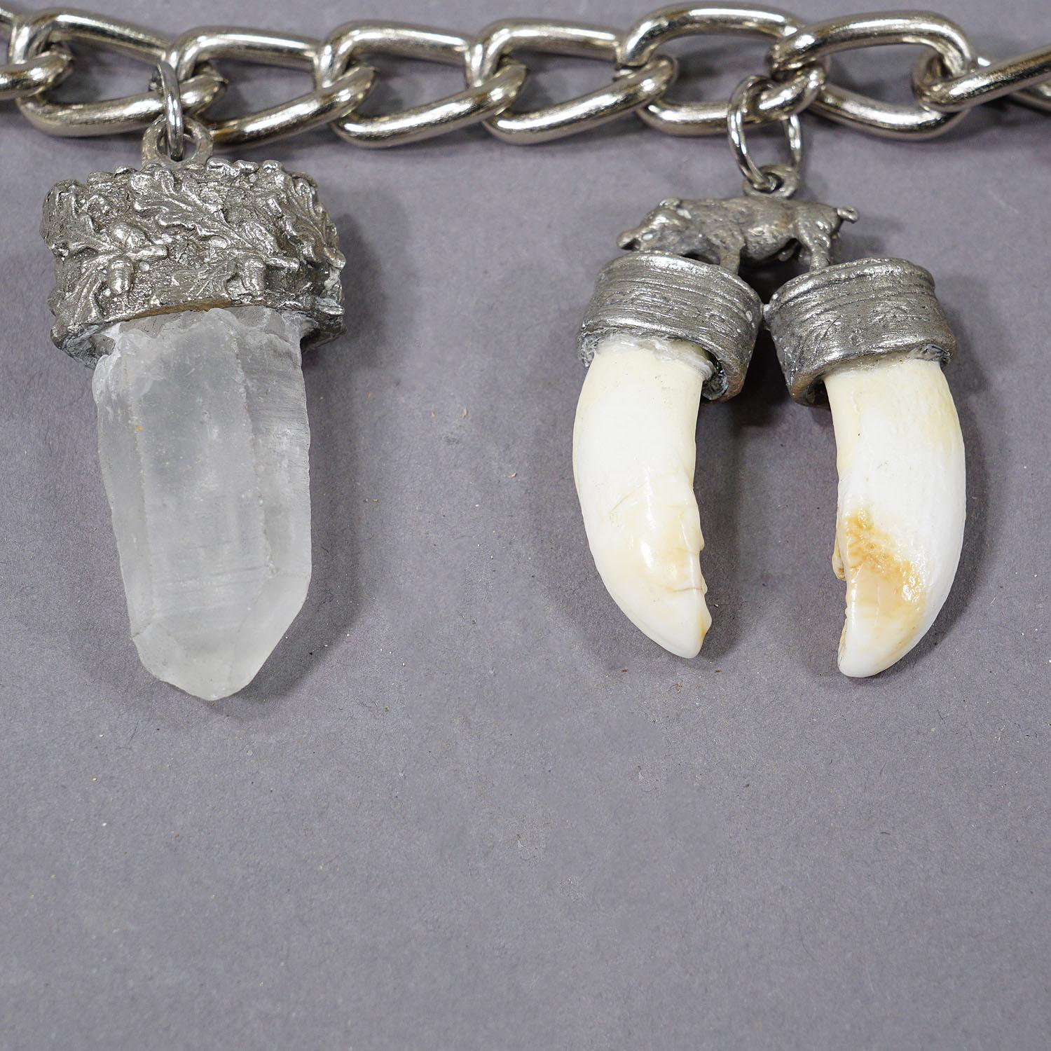 20th Century Vintage Bavarian Traditional Costume Jewelry Charivari with Hunting Pendants For Sale