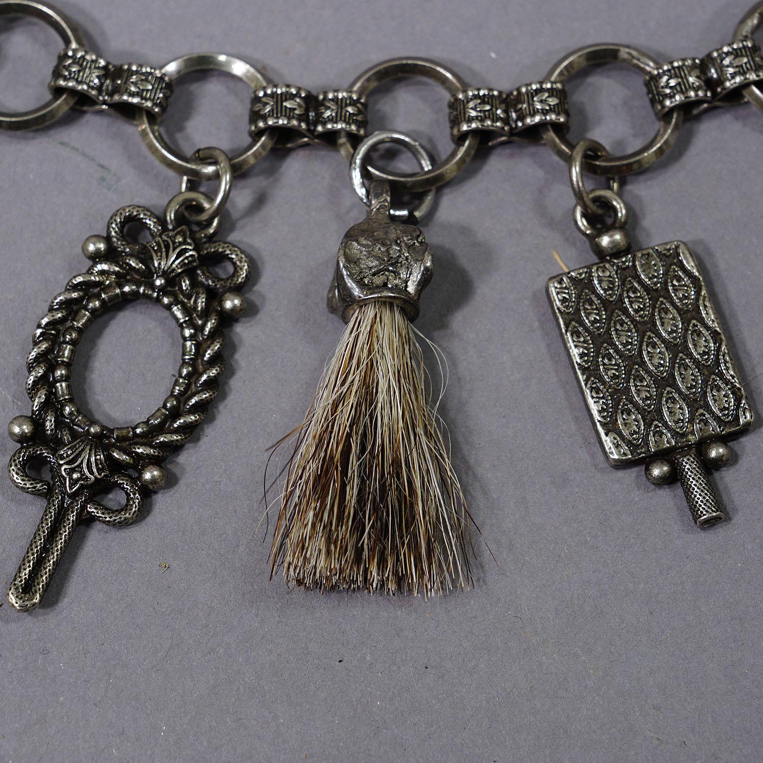 20th Century Vintage Bavarian Traditional Costume Jewelry Charivari with Hunting Pendants For Sale