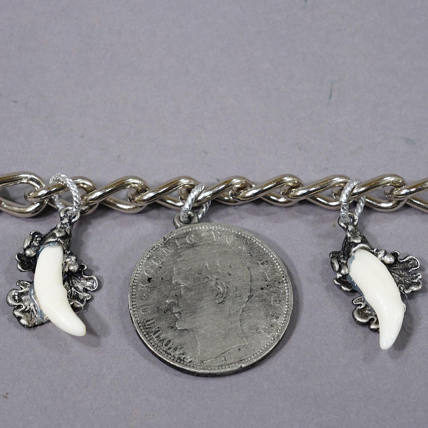 Mid-20th Century Vintage Bavarian Traditional Costume Jewelry Charivari with Hunting Pendants