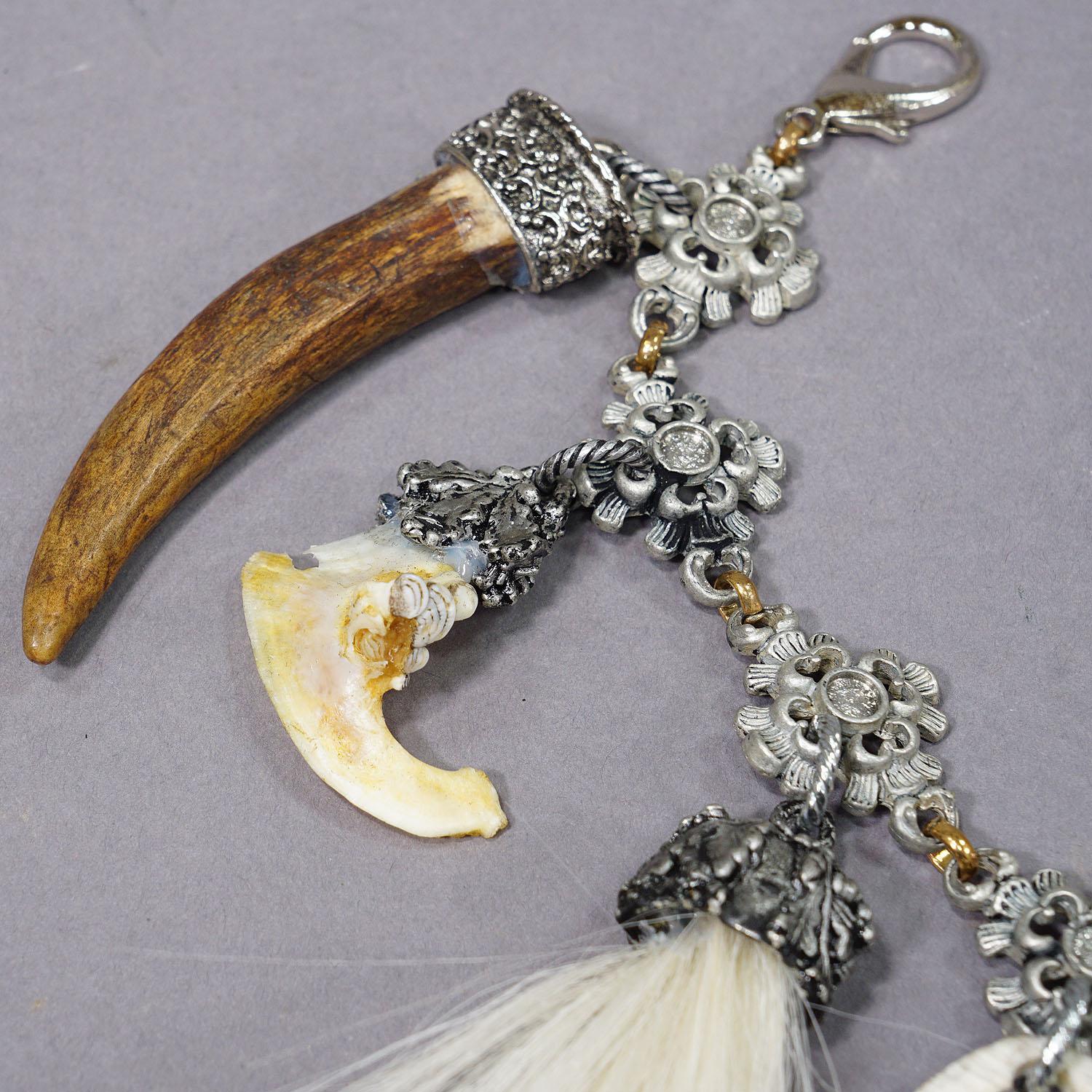 Mid-20th Century Vintage Bavarian Traditional Costume Jewelry Charivari with Hunting Pendants