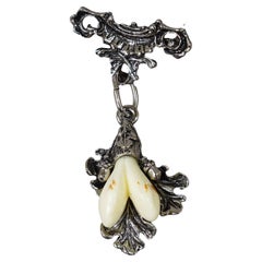Vintage Bavarian Traditional Costume Jewelry Pin with Hunting Pendant