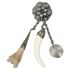 Vintage Bavarian Traditional Costume Jewelry Pin with Hunting Pendants