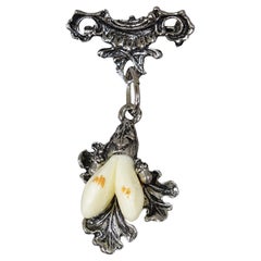 Vintage Bavarian Traditional Folksy Jewelry Pin with Hunting Pendant
