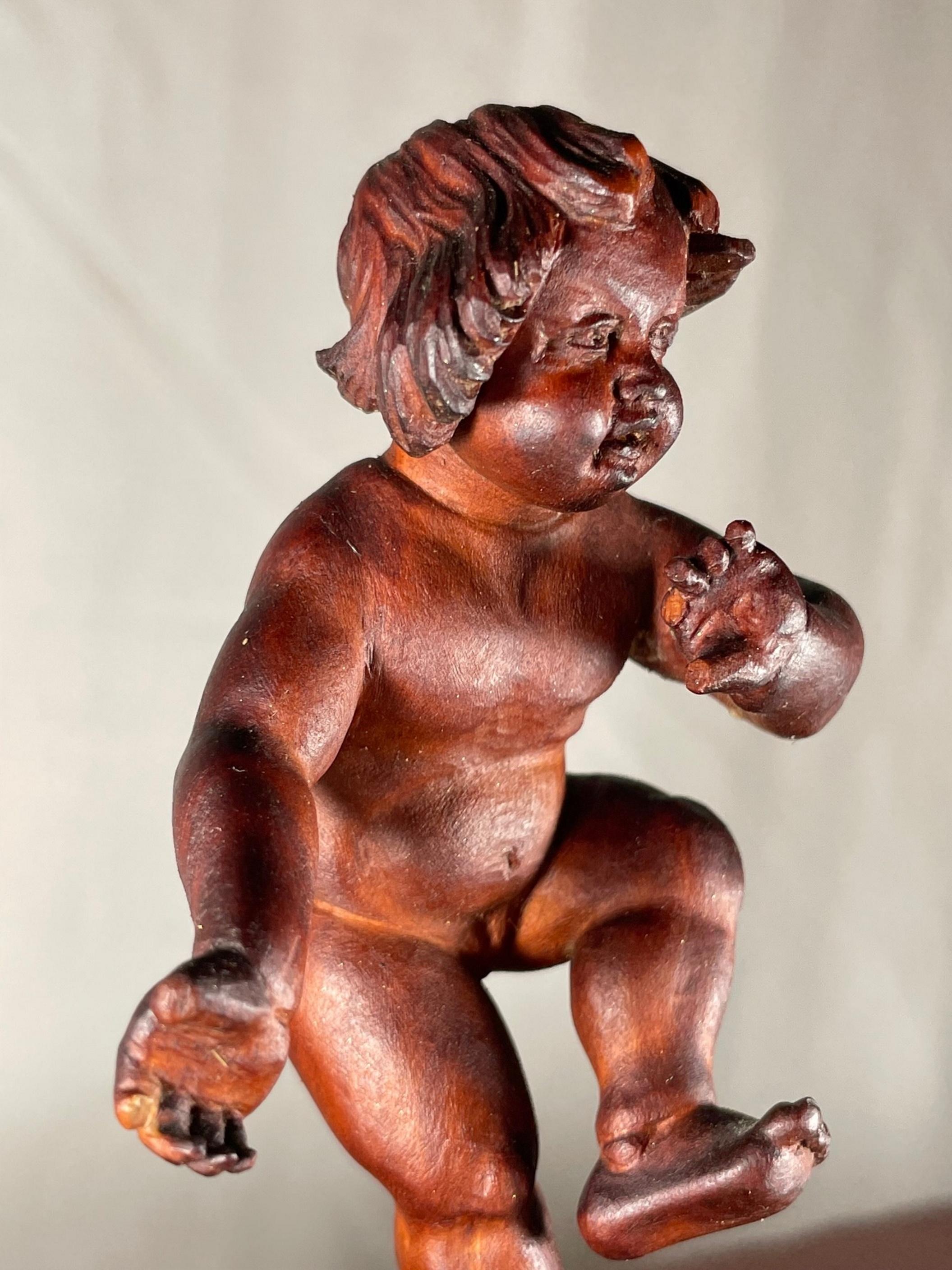 Vintage Bavarian Wood Carving of the Infant Bacchus For Sale 3