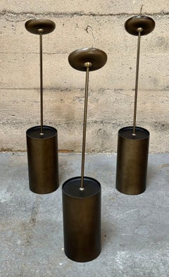 Vintage Bay Area Designed & Made Prescolite Bronze Ceiling Canister Lamps