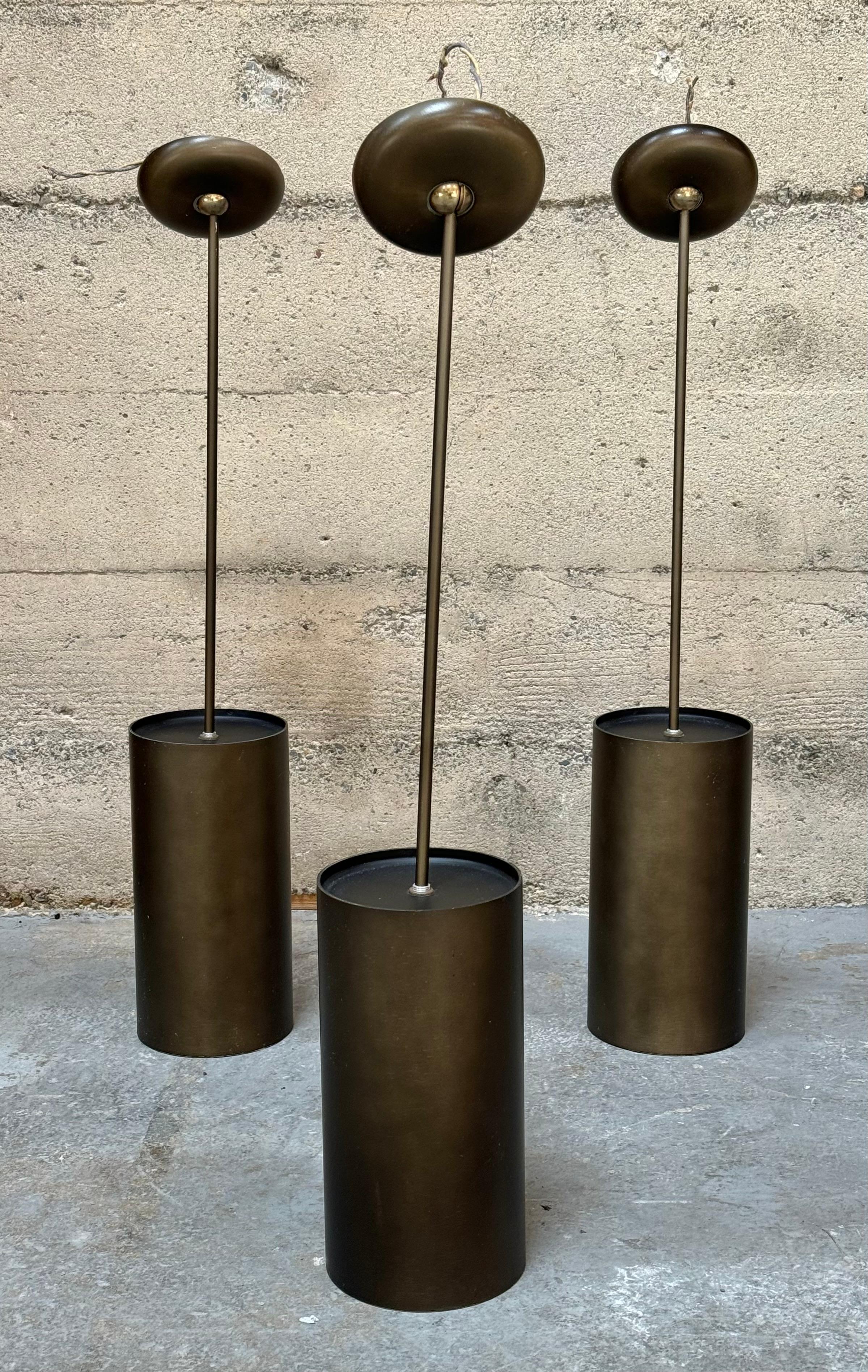 Vintage Bay Area Designed & Made Prescolite Bronze Decke Kanister Lampen (Moderne der Mitte des Jahrhunderts) im Angebot