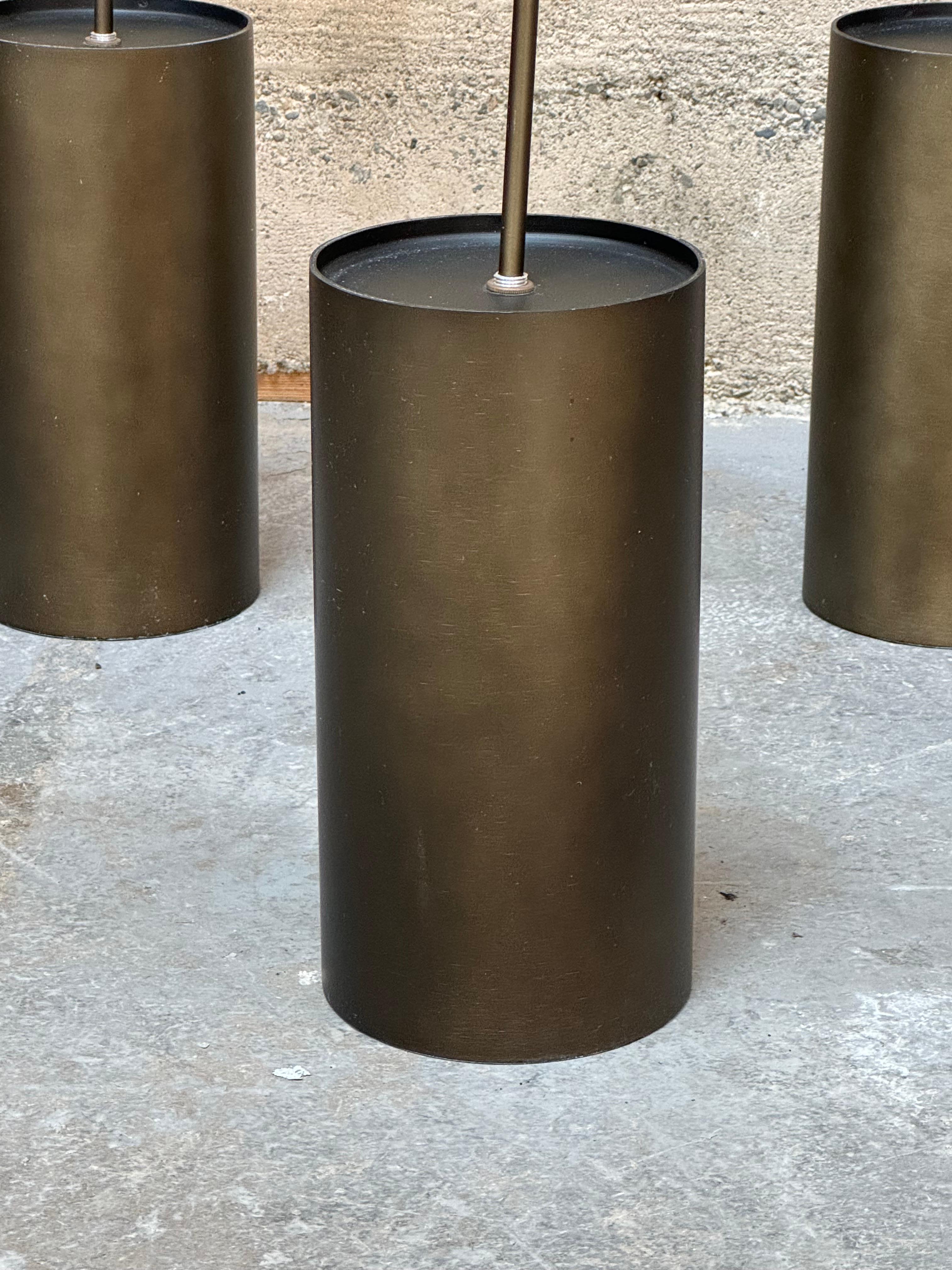 Vintage Bay Area Designed & Made Prescolite Bronze Decke Kanister Lampen (Handgefertigt) im Angebot