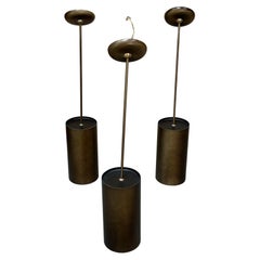 Vintage Bay Area Designed & Made Prescolite Bronze Ceiling Canister Lamps