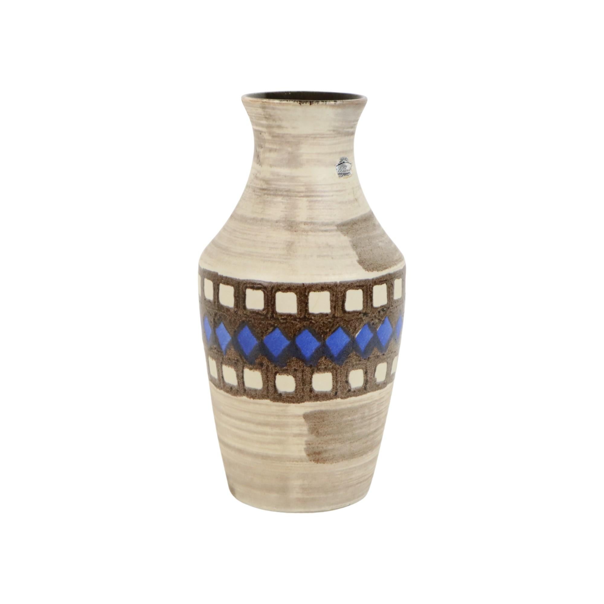 Tedesco Vaso Bay d'epoca Germania Ovest in ceramica beige marrone blu 619-35 in vendita