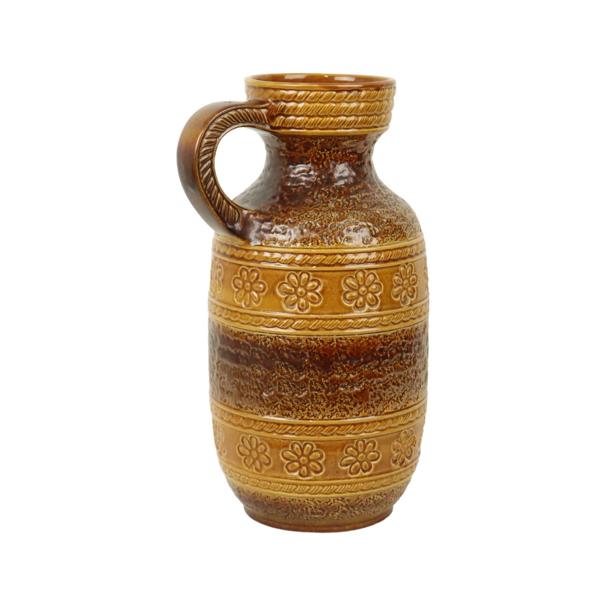 Smaltato Vaso Bay d'epoca Germania Ovest in ceramica con fiori 661-40 in vendita