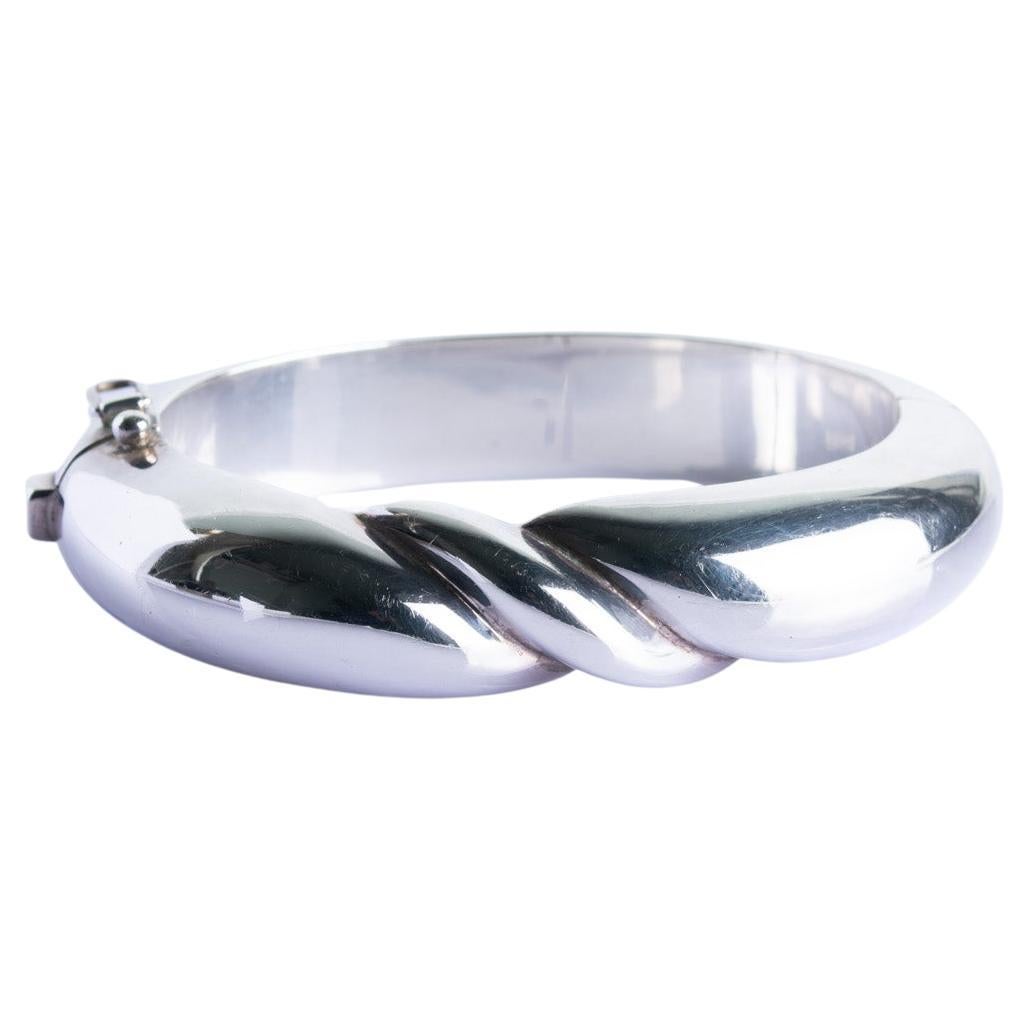 Vintage Bayanihan Sterling Silver Wave Bangle For Sale