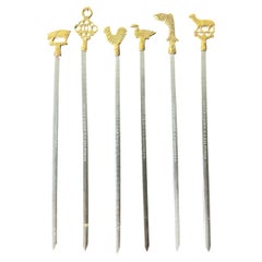 Pinchos Vintage para Barbacoa de Acero Inoxidable con Mango de Cobre set de 6