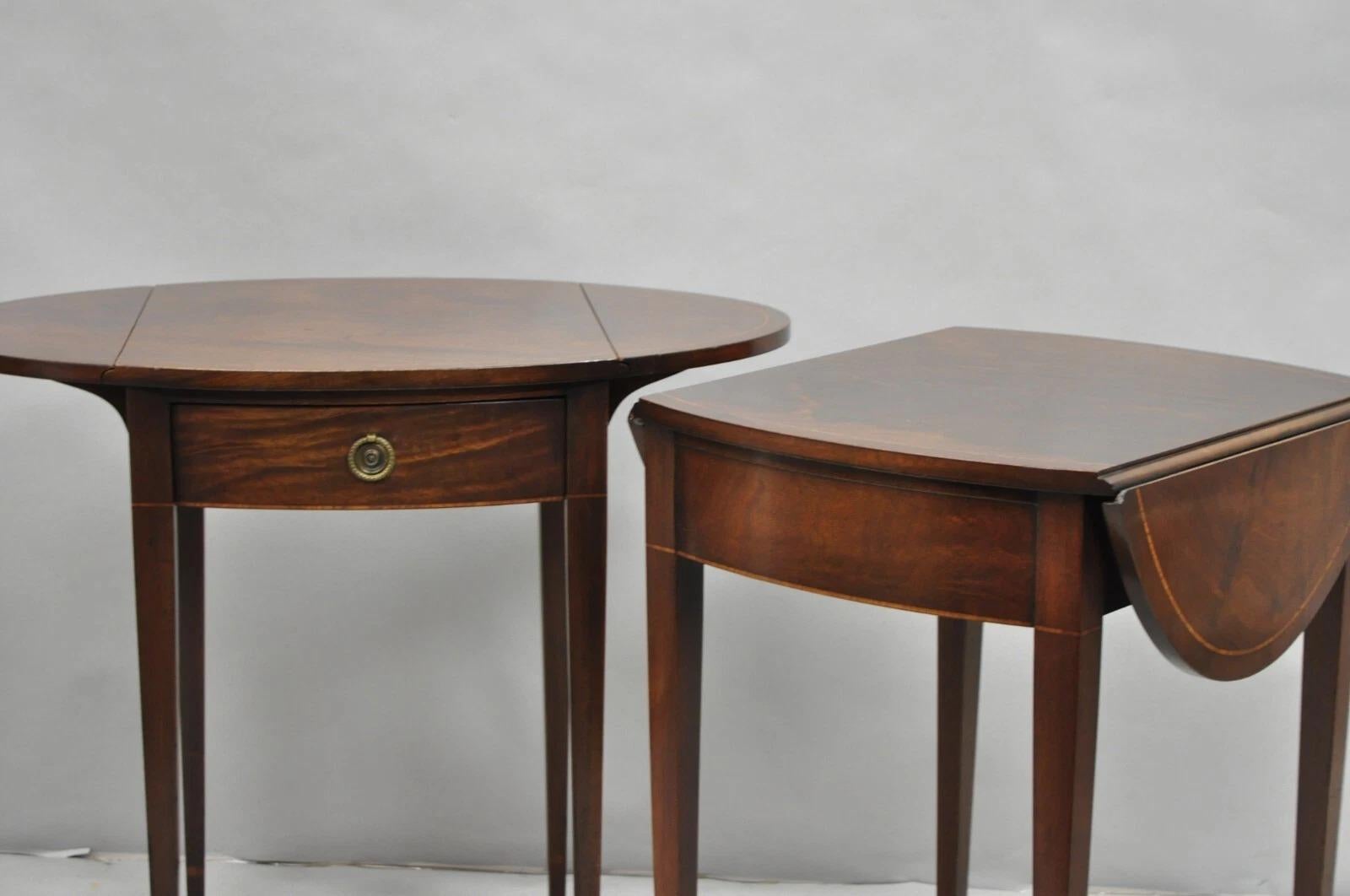 Vintage Beacon Hill Federal Small Mahogany Dropleaf Pembroke End Tables - a Pair For Sale 5