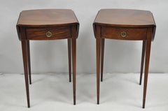 Vintage Beacon Hill Federal Small Mahogany Dropleaf Pembroke End Tables - a Pair
