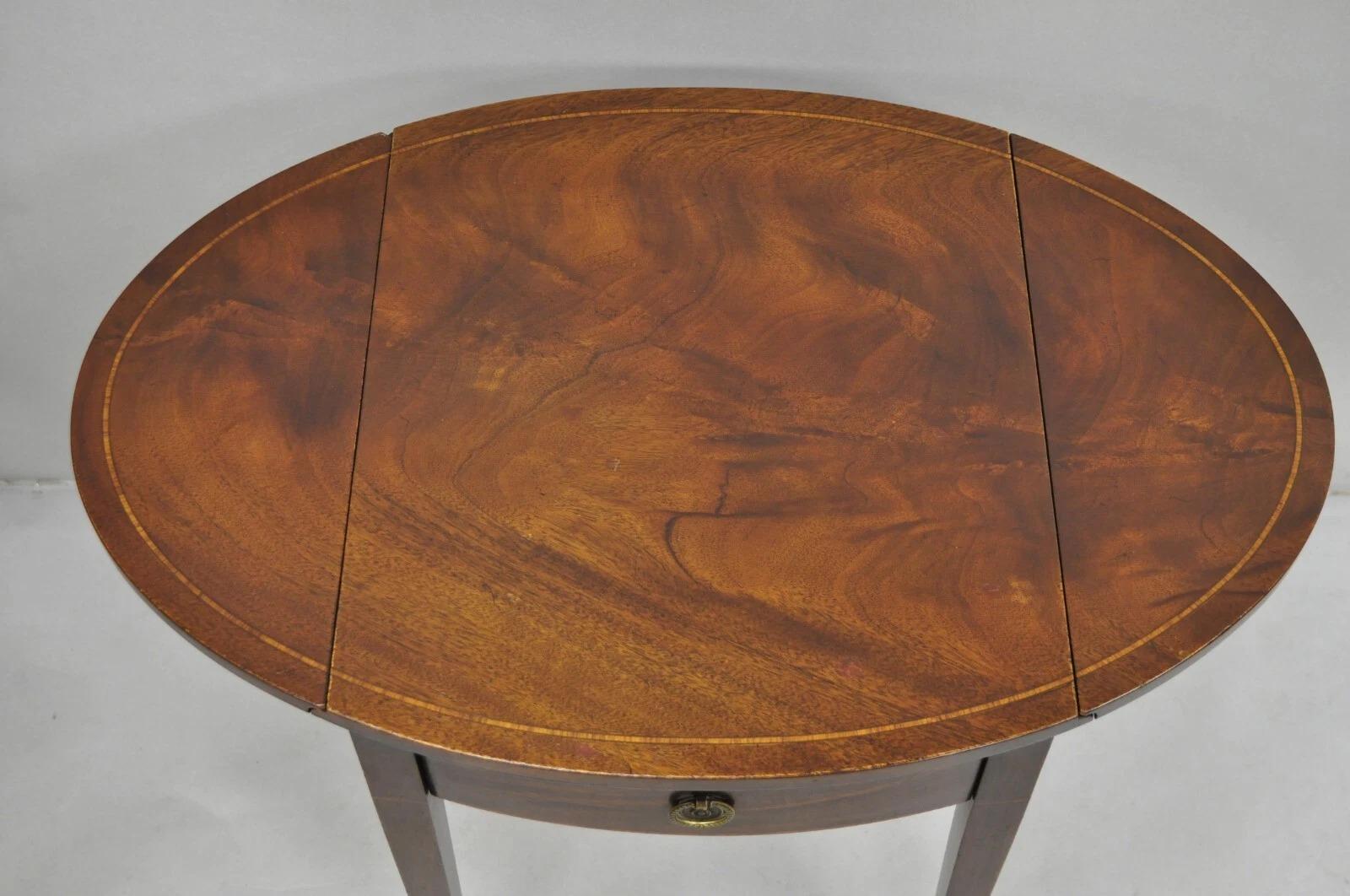 20th Century Vintage Beacon Hill Federal Small Mahogany Dropleaf Pembroke End Tables - a Pair For Sale