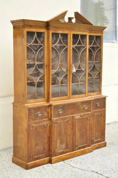 Vintage Beacon Hill Georgian Mahogany Breakfront China Cabinet Desk Bookcase
