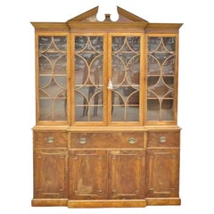 Antique Beacon Hill Georgian Mahogany Breakfront China Cabinet Desk Bookcase